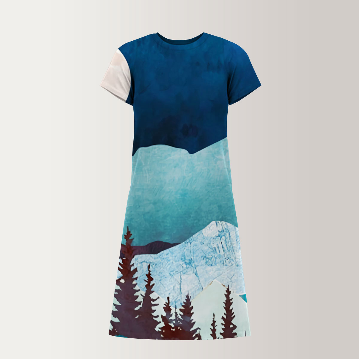 Mountain Sunset Retro T-Shirt Dress