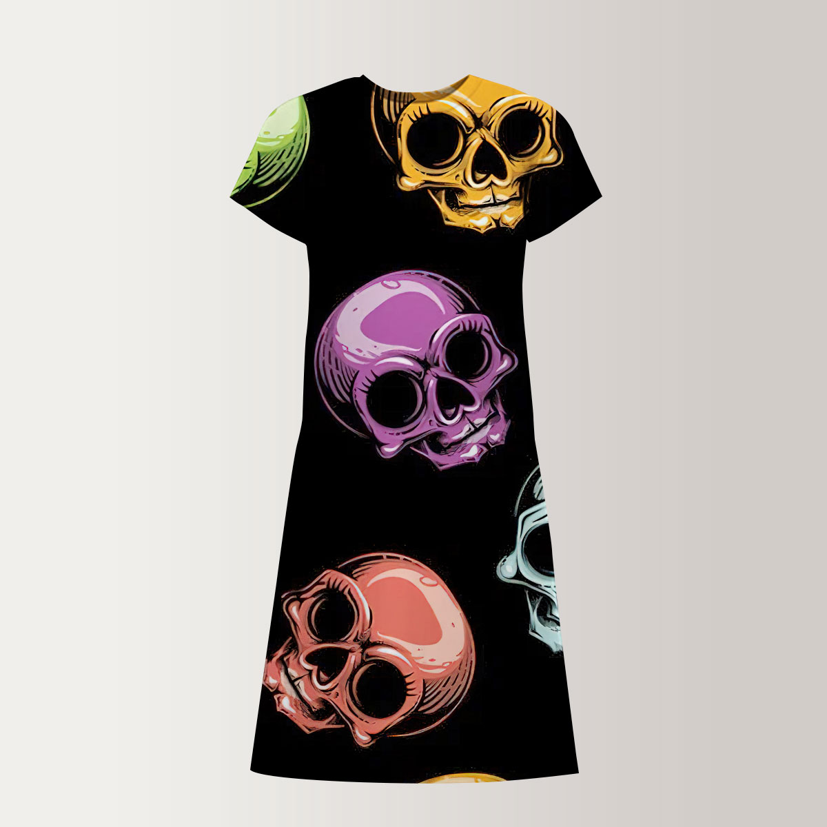 Multicolor Classic Skull T-Shirt Dress