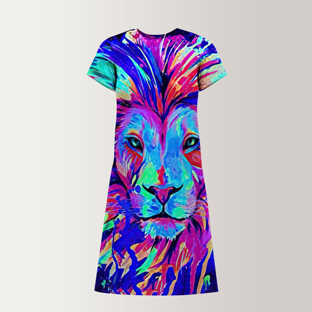 Neon Lion T-Shirt Dress