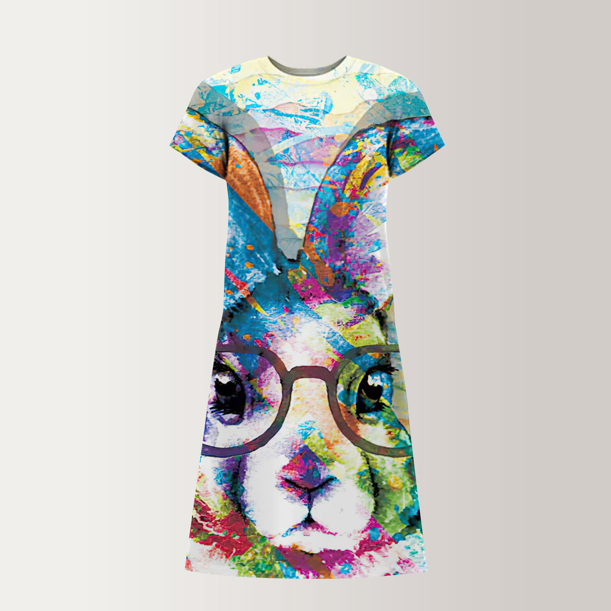 Nerd Rabbit Paint Splash T-Shirt Dress