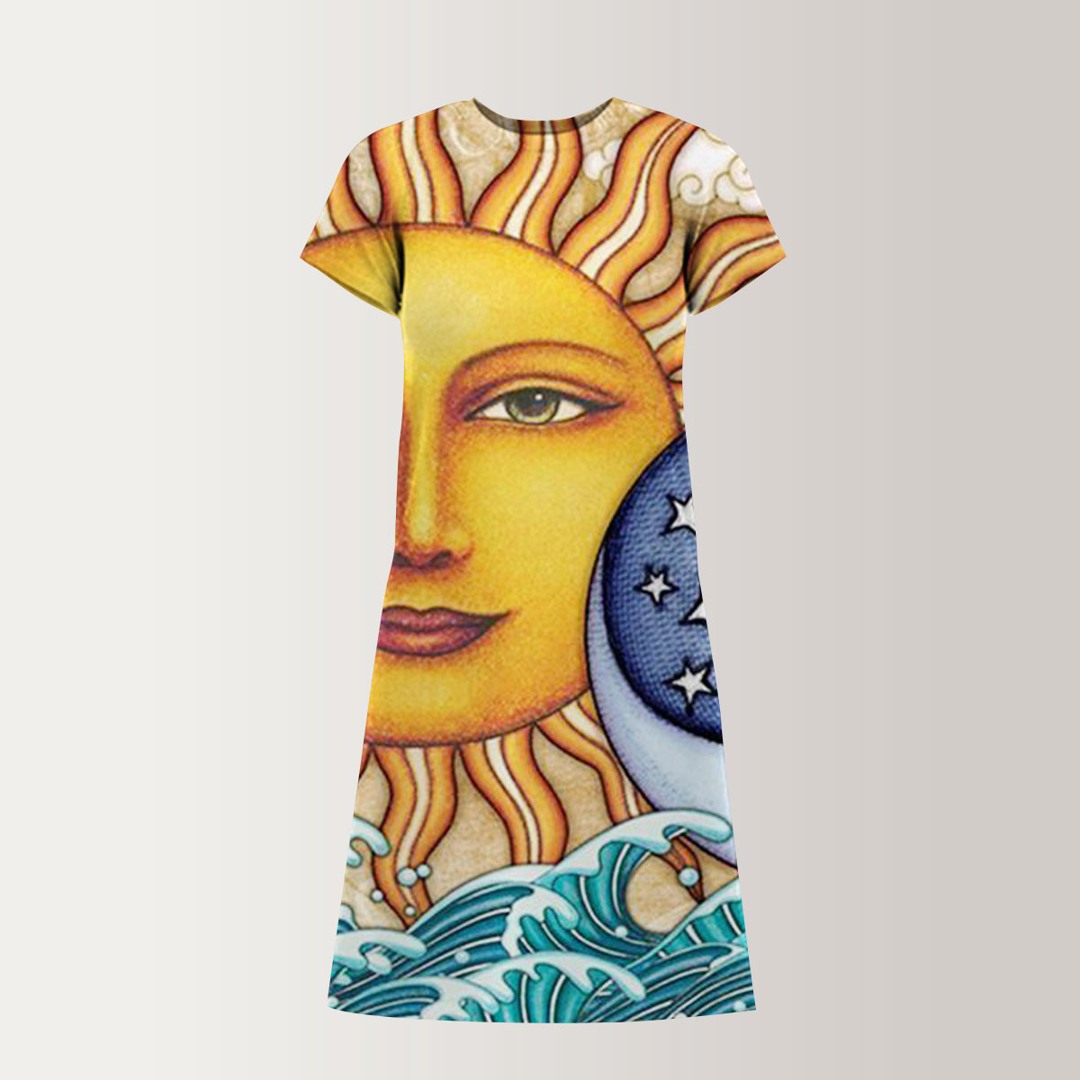 Ocean Sun And Moon T-Shirt Dress