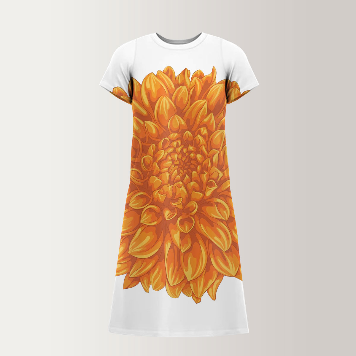 Orange Dahlia T-Shirt Dress