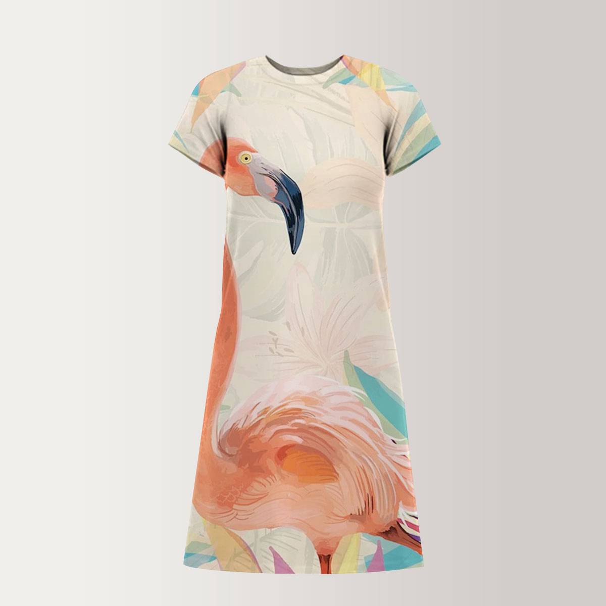 Orange Flamingo T-Shirt Dress
