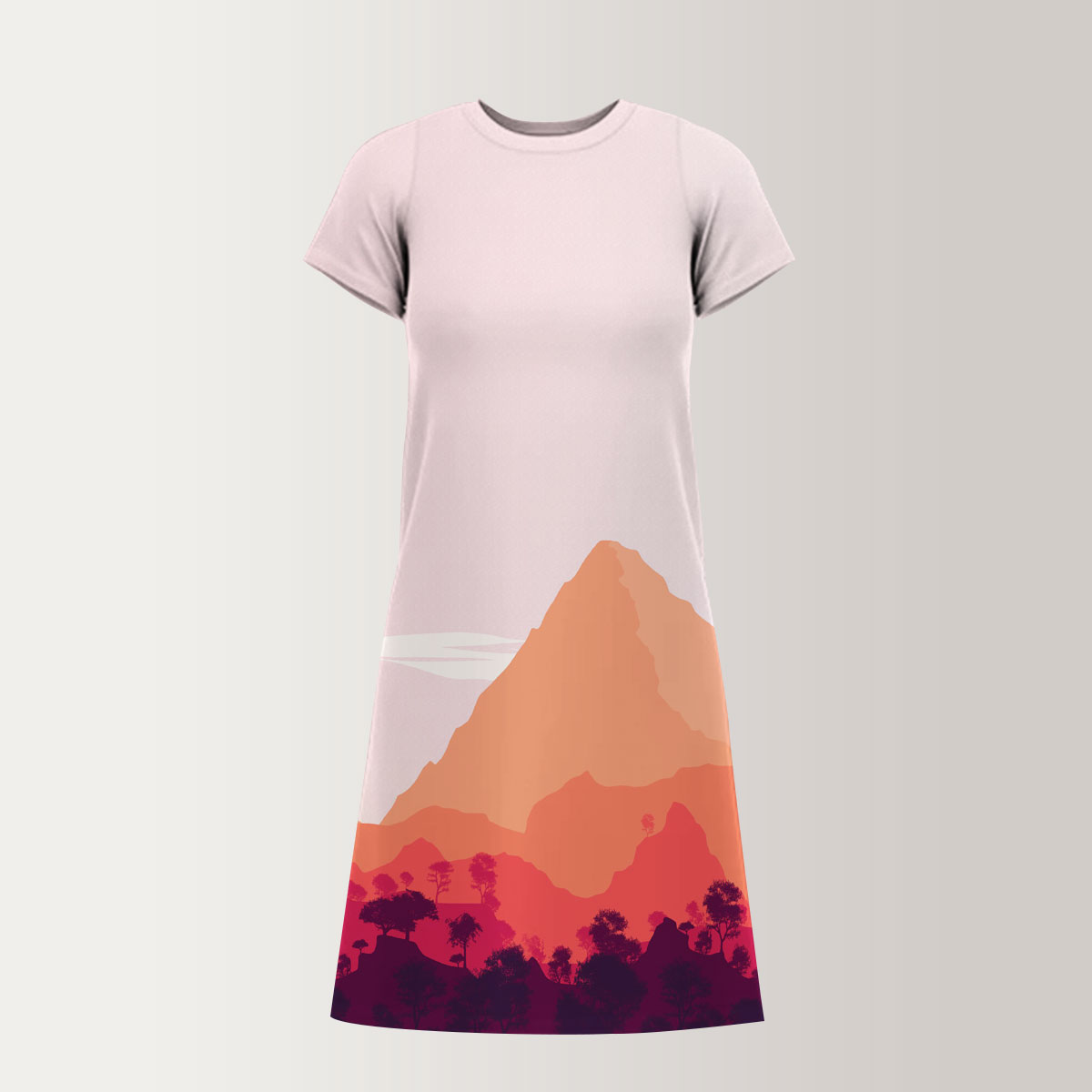 Orange Forest Mountain T-Shirt Dress