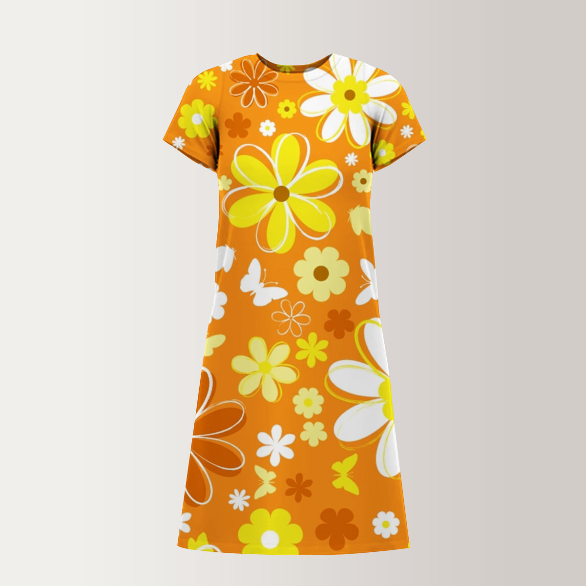 Orange Little Daisy T-Shirt Dress