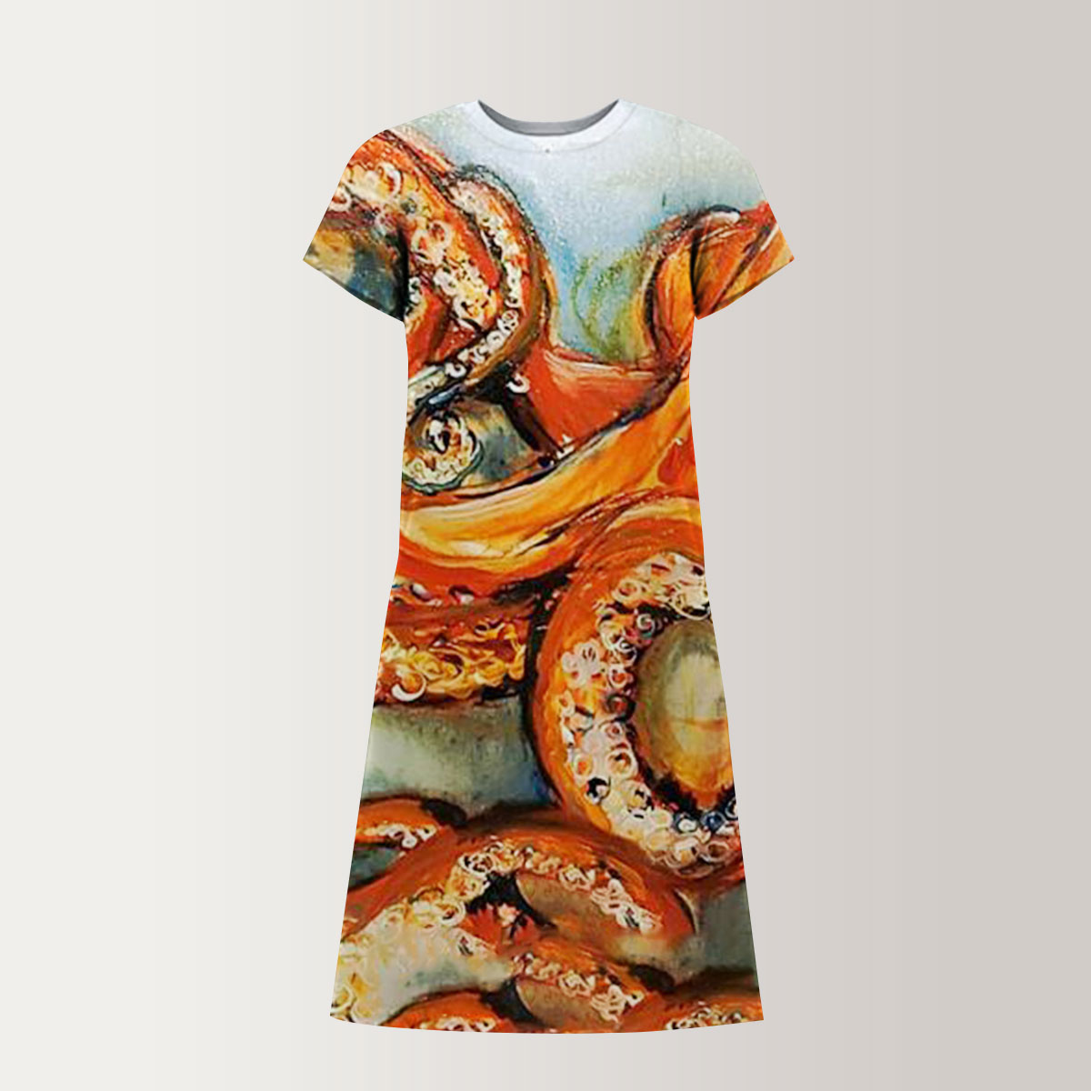 Orange Octopus T-Shirt Dress