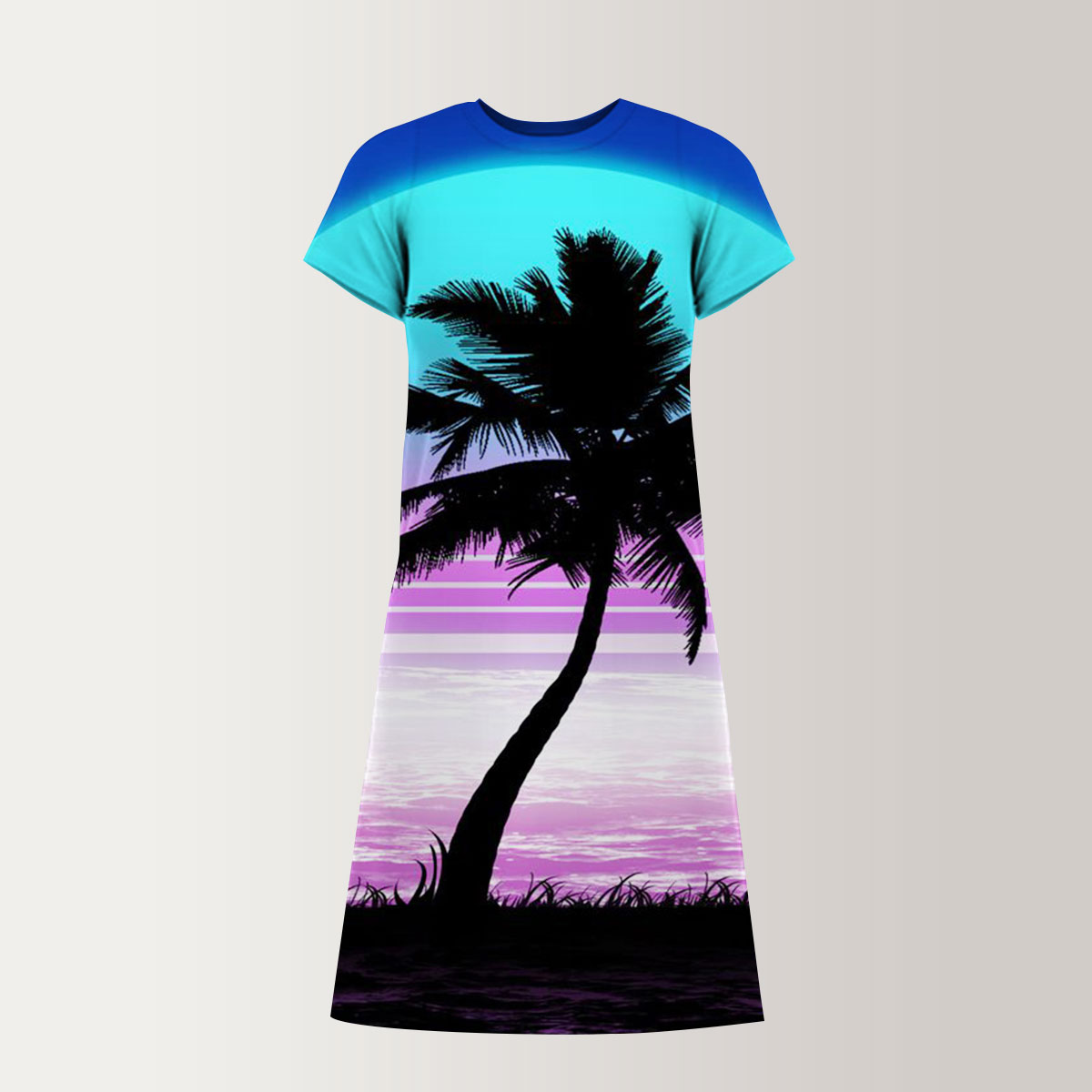 Palm Tree Sunset T-Shirt Dress