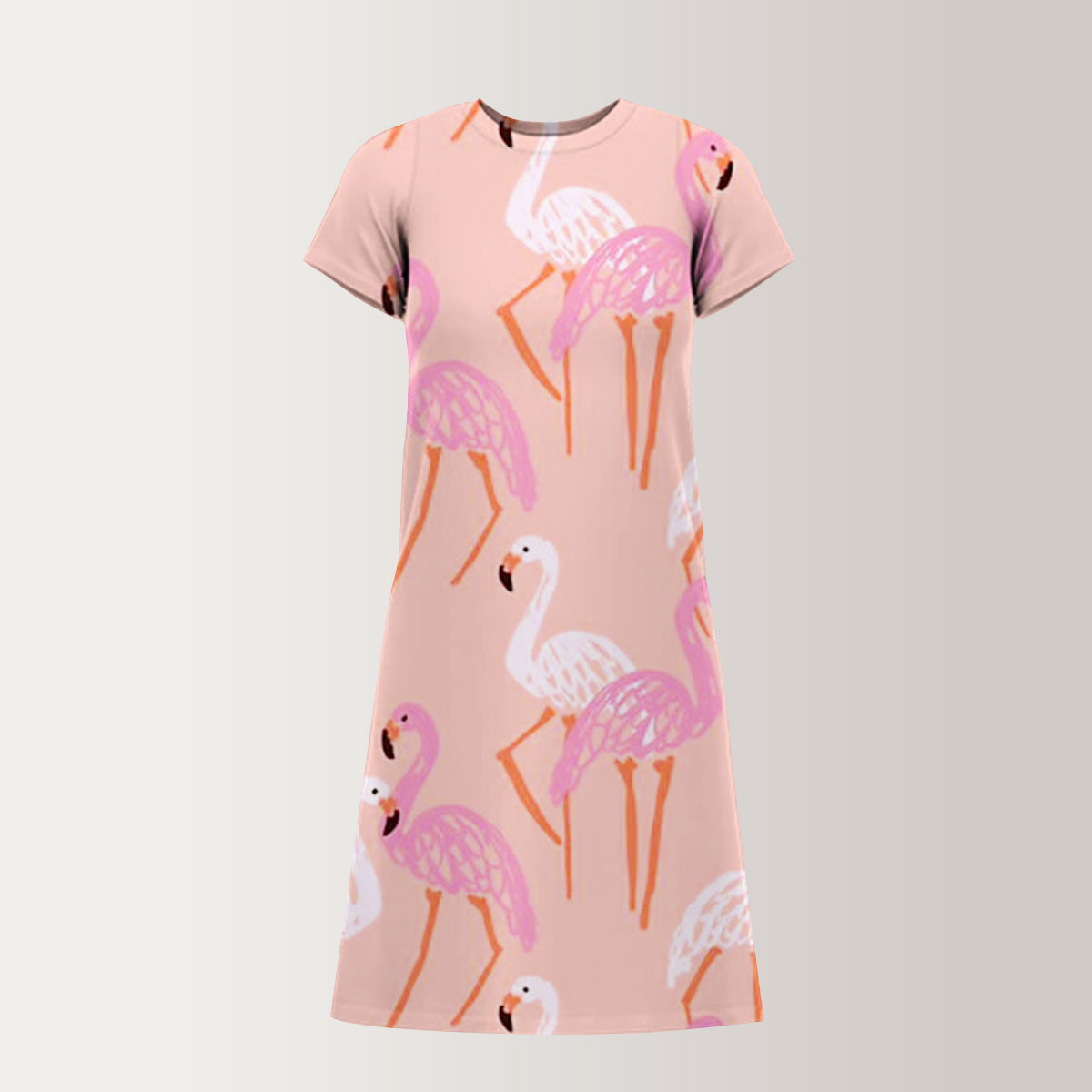 Pastel Flamingo T-Shirt Dress