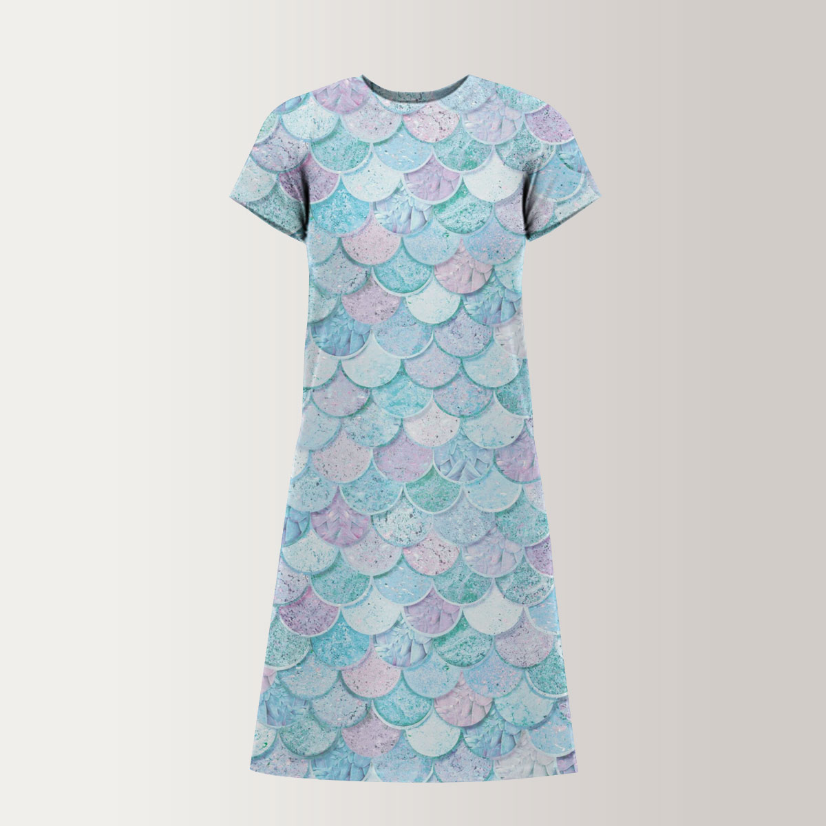 Pastel Mermaid Scales T-Shirt Dress