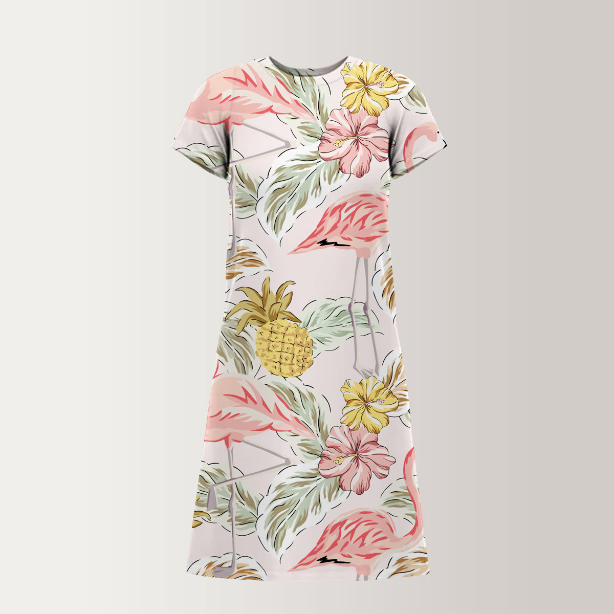 Pineapple Flamingo T-Shirt Dress