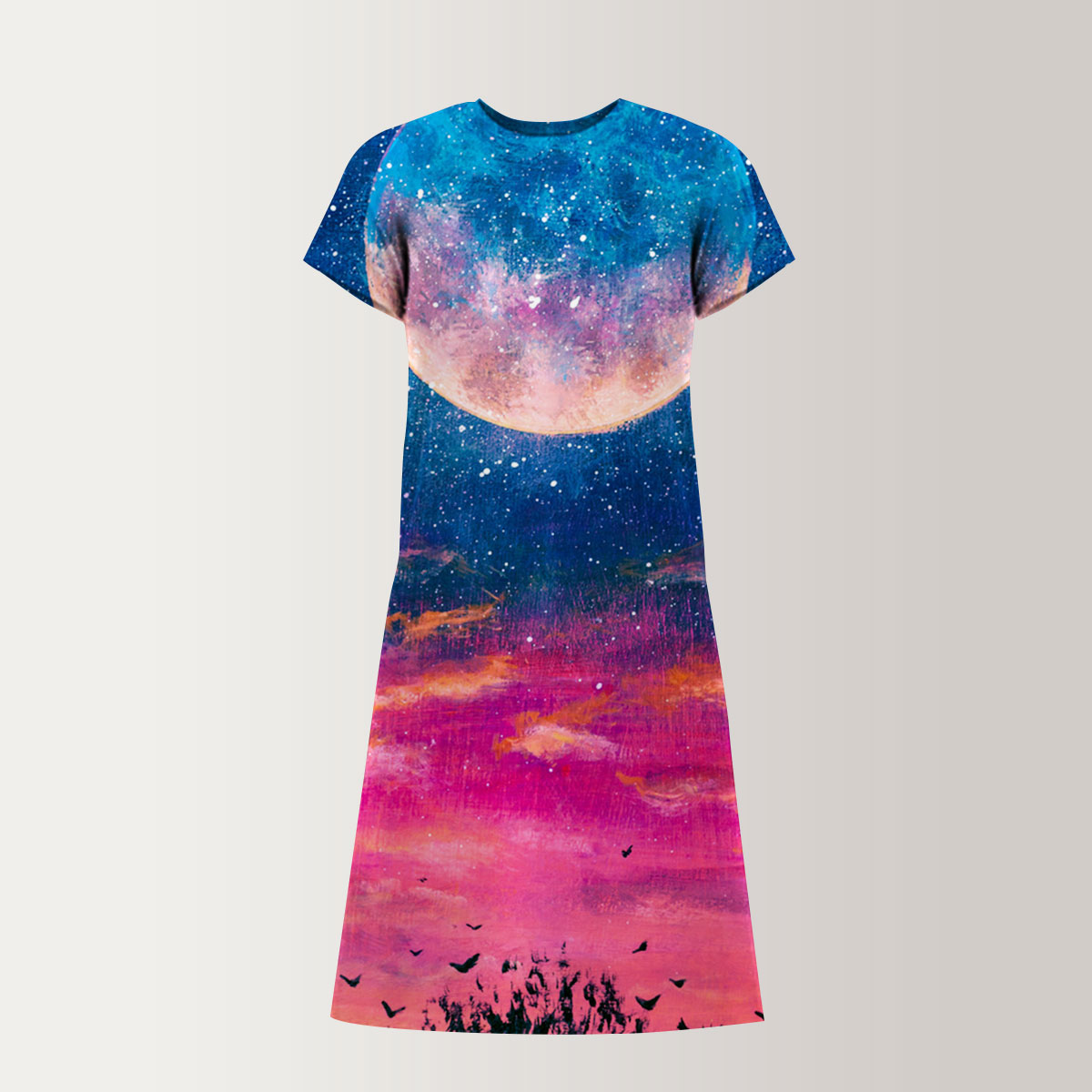 Purple Night Sky T-Shirt Dress