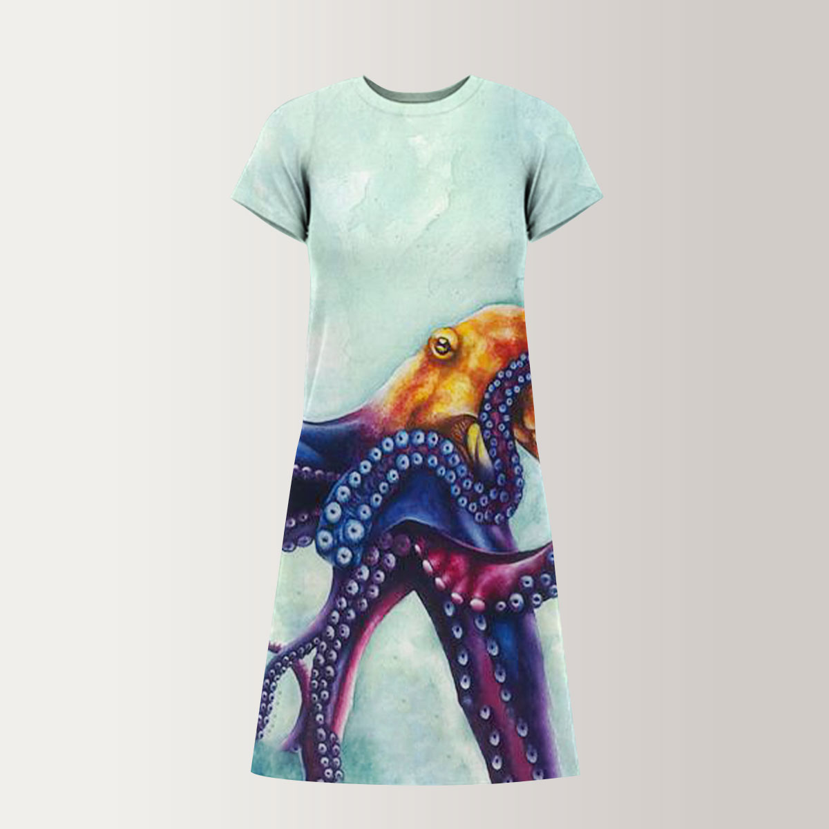 Rainbow Octopus T-Shirt Dress
