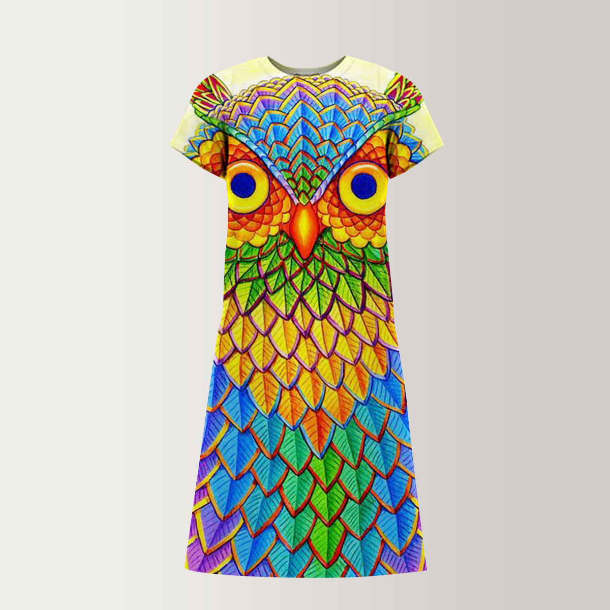 Rainbow Owl T-Shirt Dress