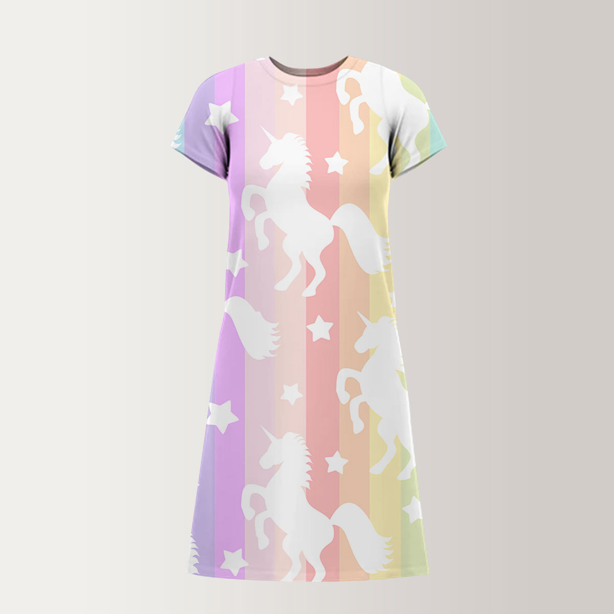 Rainbow Pink Unicorn T-Shirt Dress