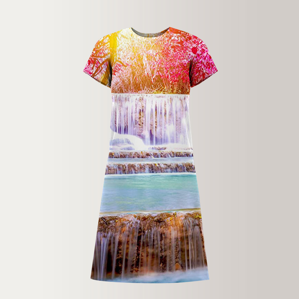 Rainbow Waterfall T-Shirt Dress
