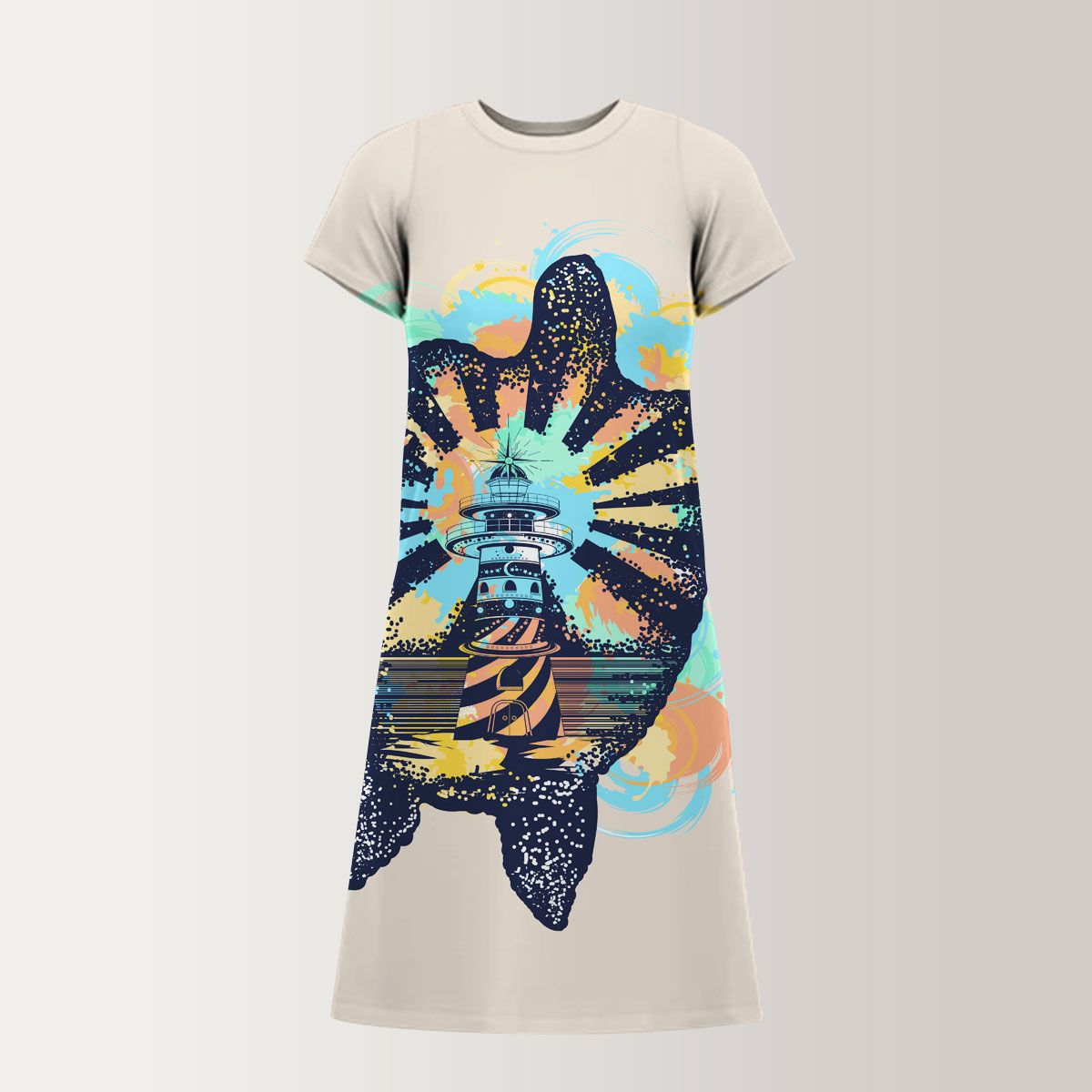 Sea Turtle Lighthouse T-Shirt Dress