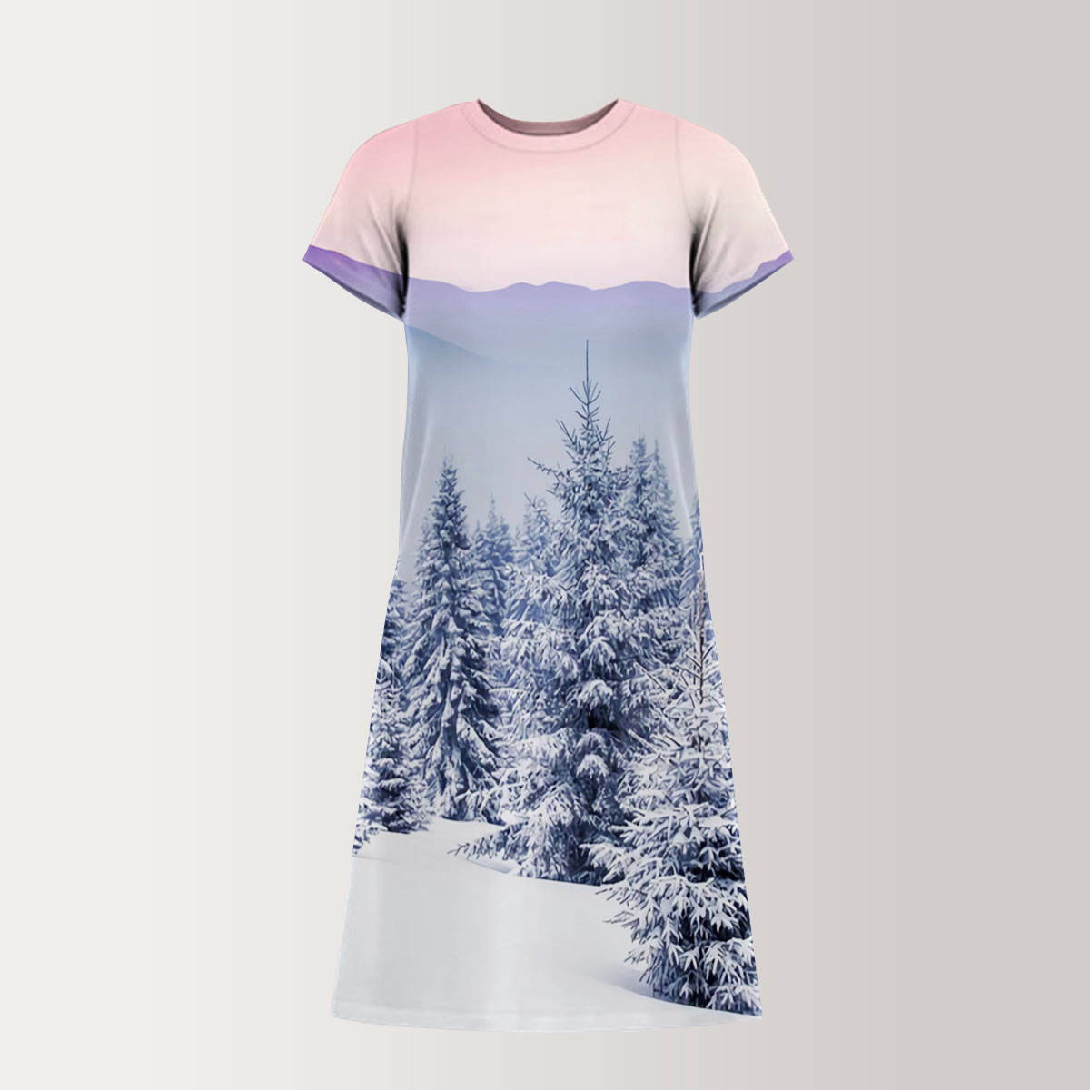 Sky And Snow Winter T-Shirt Dress