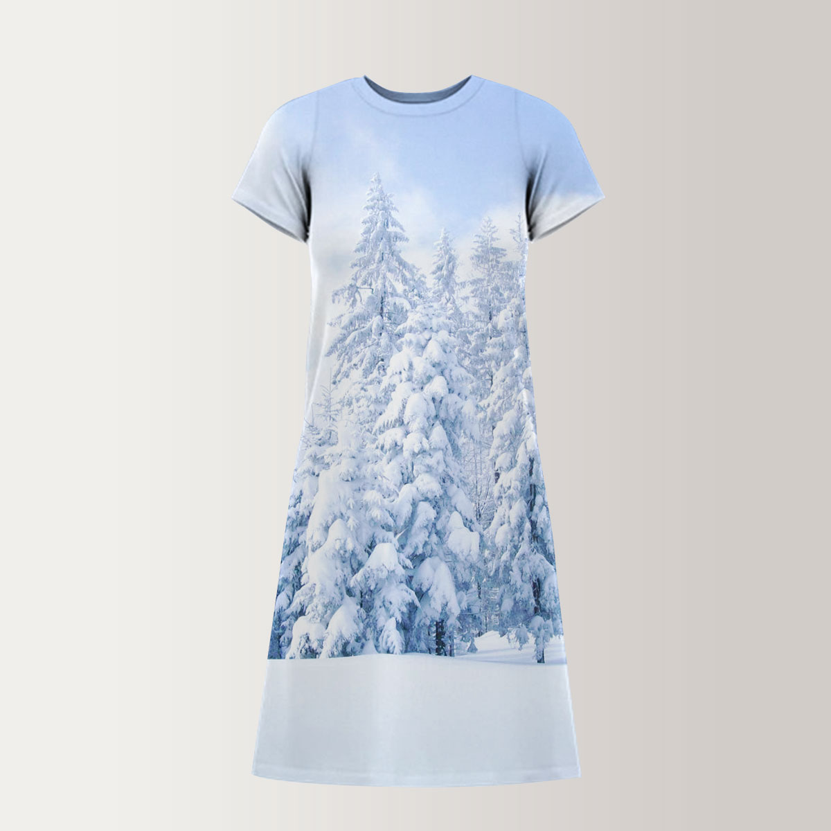 Snow Winter Forest T-Shirt Dress