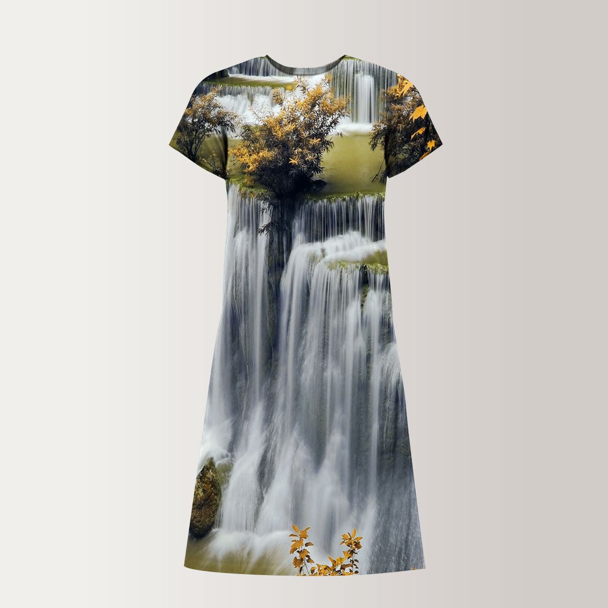 Stunning Autumn Waterfall T-Shirt Dress