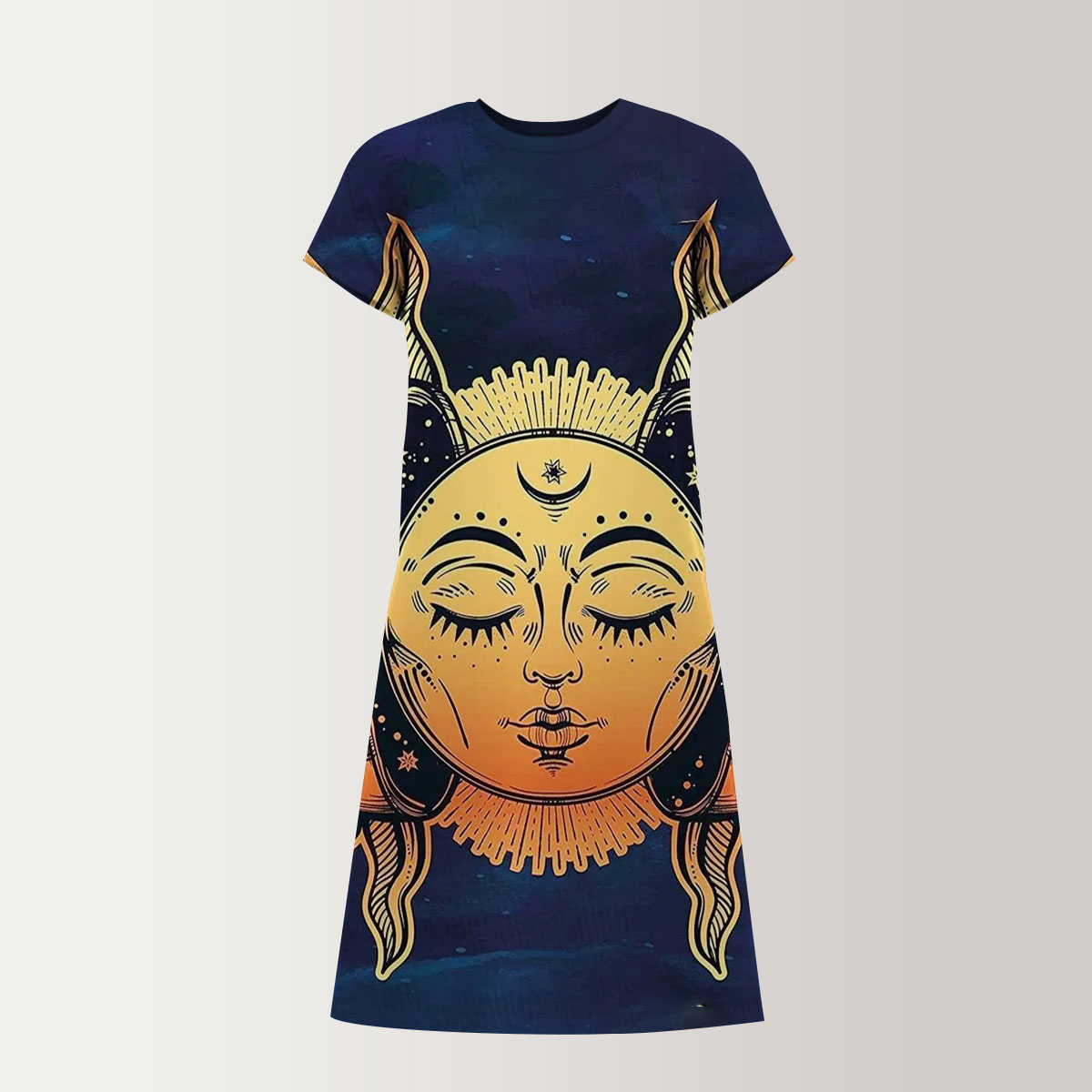 Sun and Moon Psychedelic T-Shirt Dress