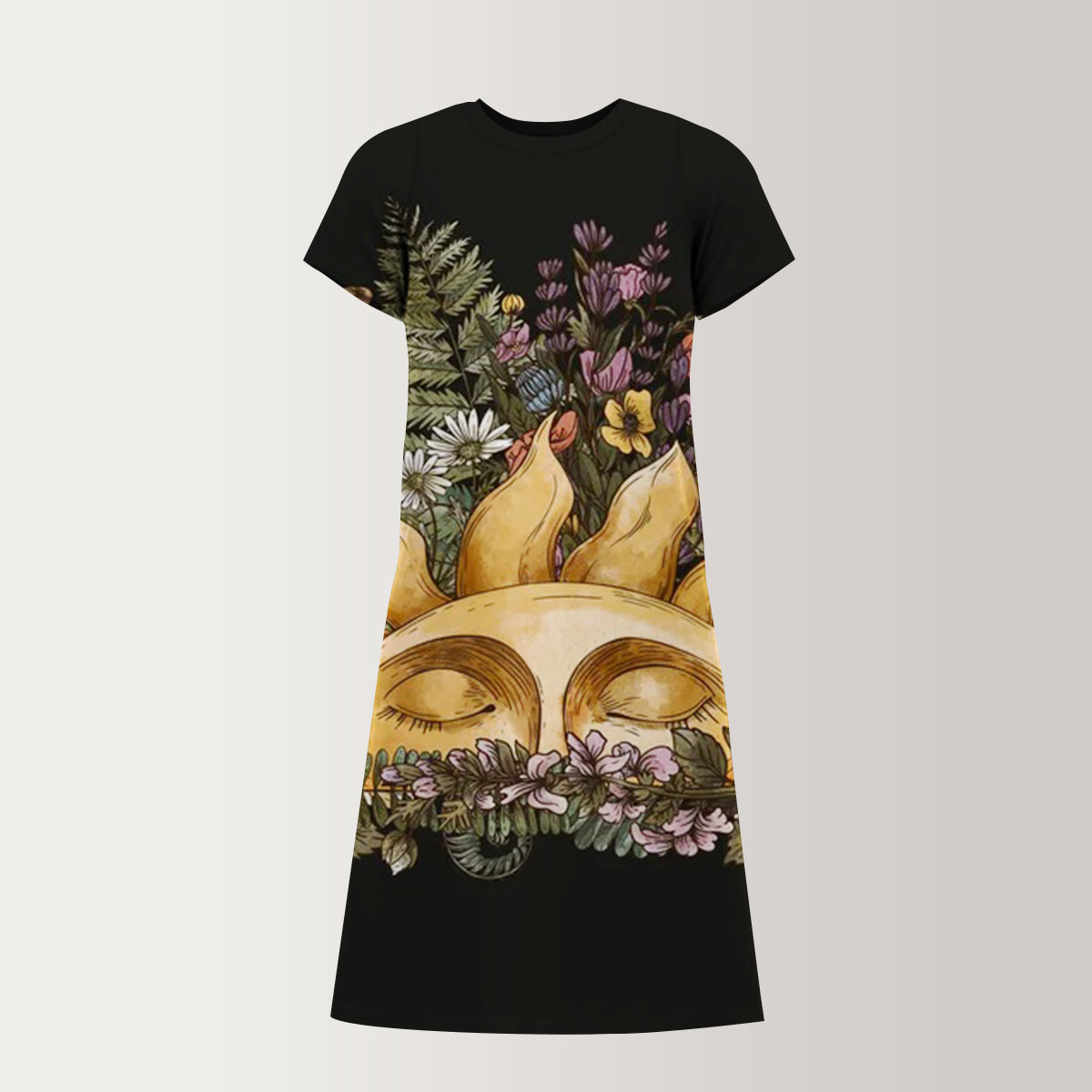 Trippy Vintage Hippie Mushroom T-Shirt Dress