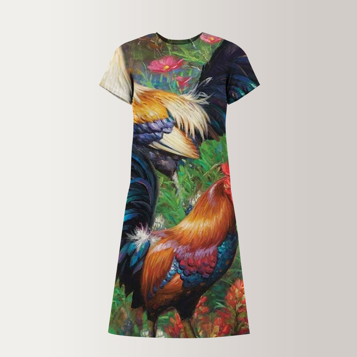 Tropical Chicken T-Shirt Dress