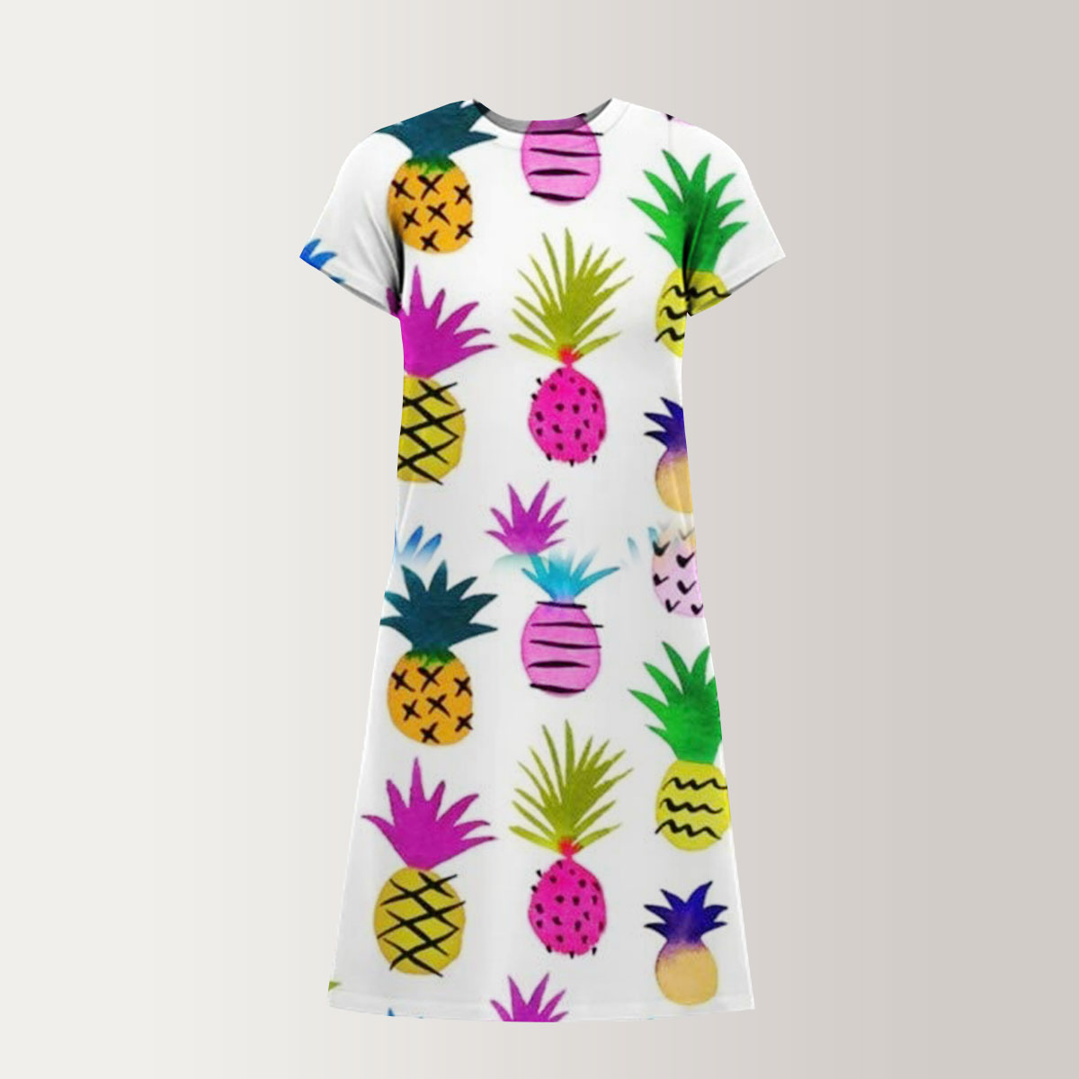 Tropical Fruit Pineapple T-Shirt Dress