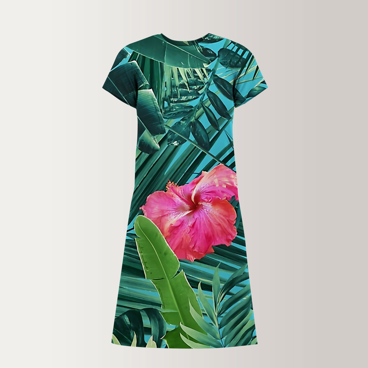 Tropical Hibiscus T-Shirt Dress