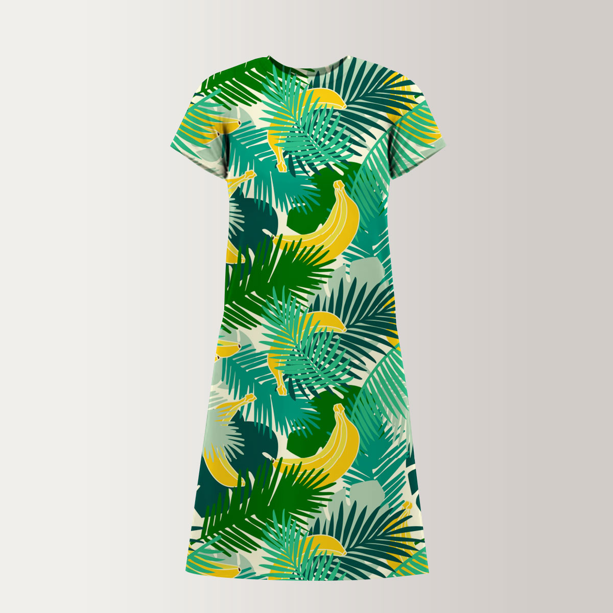 Tropical Jungle Leaves T-Shirt Dress