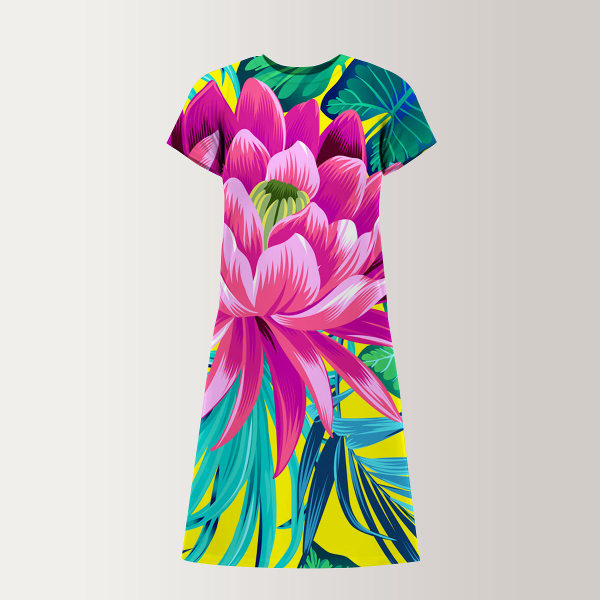 Tropical Lotus T-Shirt Dress