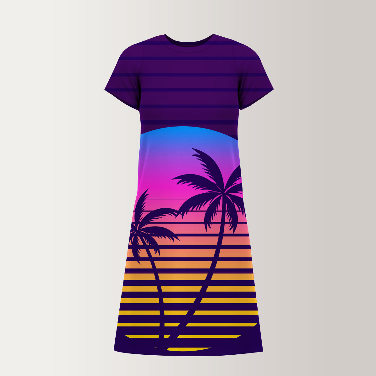 Tropical Purple Sunrise T-Shirt Dress