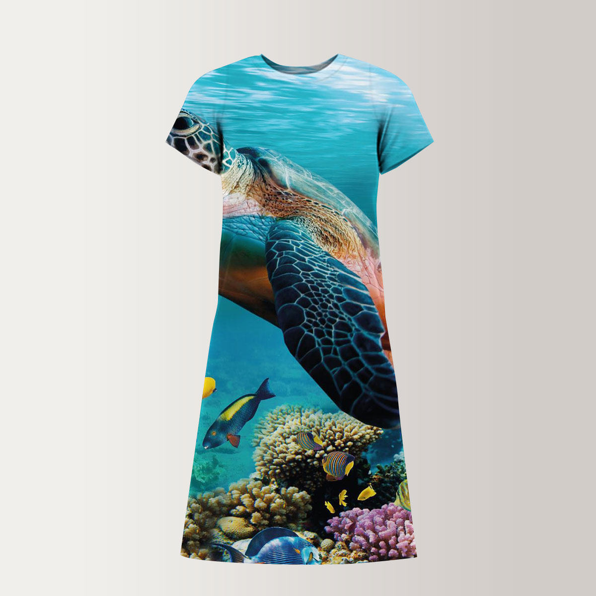 Under The Sea Turtle T-Shirt Dress