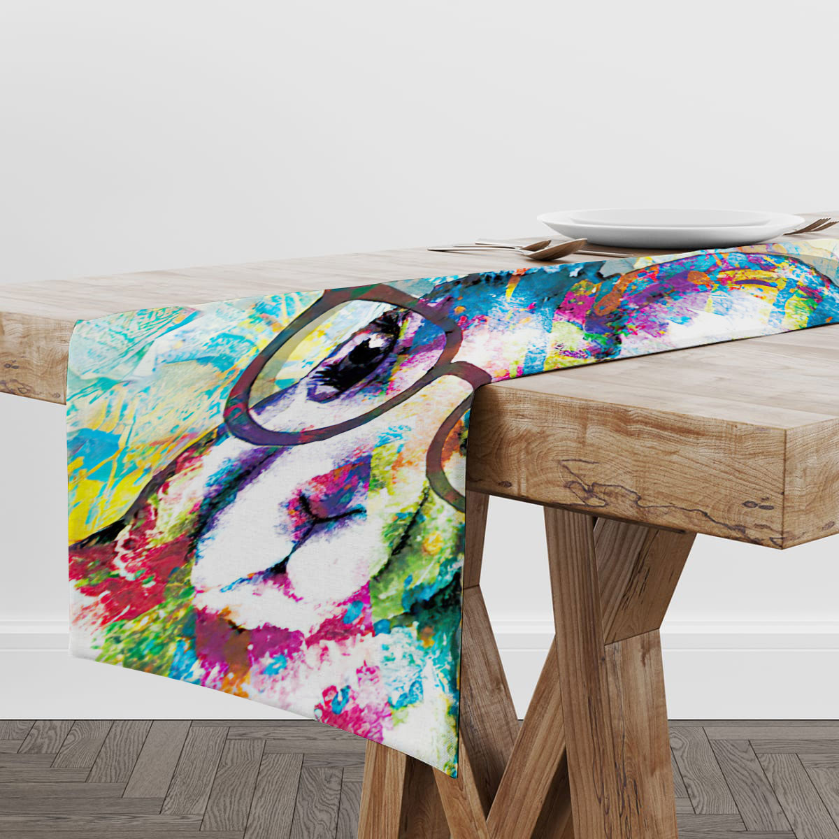 Nerd Rabbit Paint Splash Table Runner