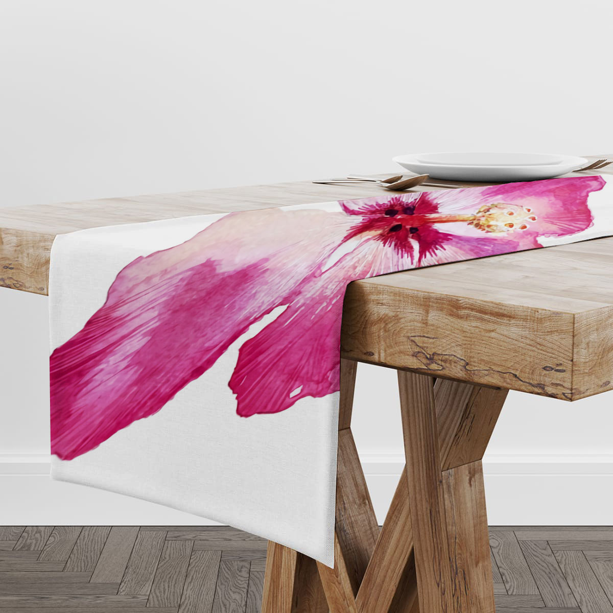 Pink Hibiscus Table Runner