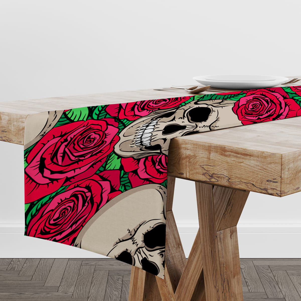 Skull Rose Table Runner