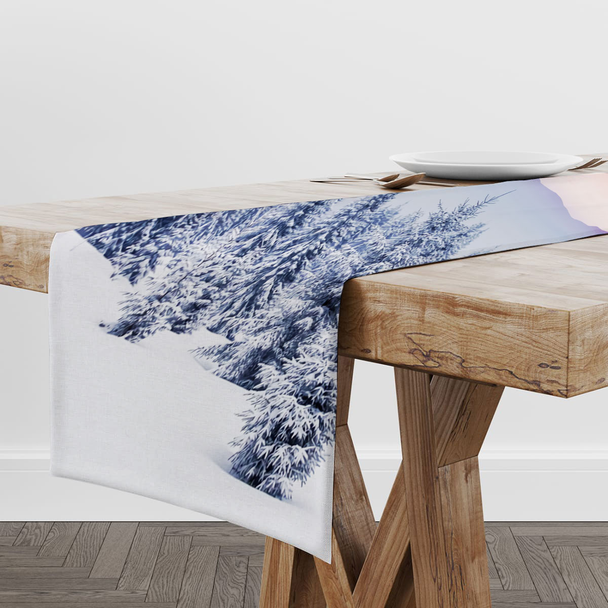Sky And Snow Winter Table Runner