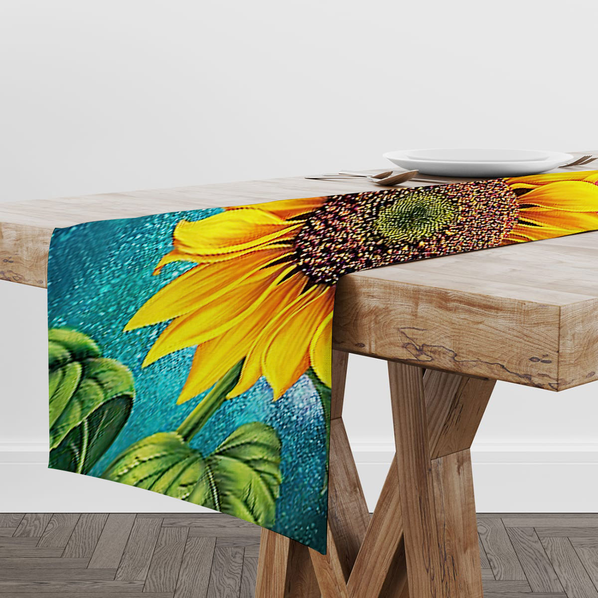 Trippy Galaxy Sunflower Table Runner