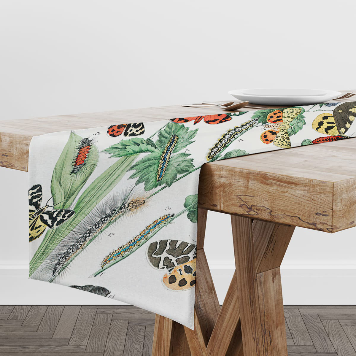 Vintage Butterfly Moth Table Runner