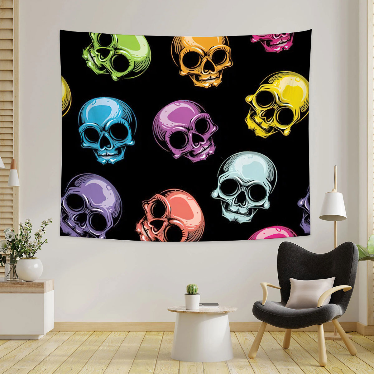 Multicolor Classic Skull Tapestry