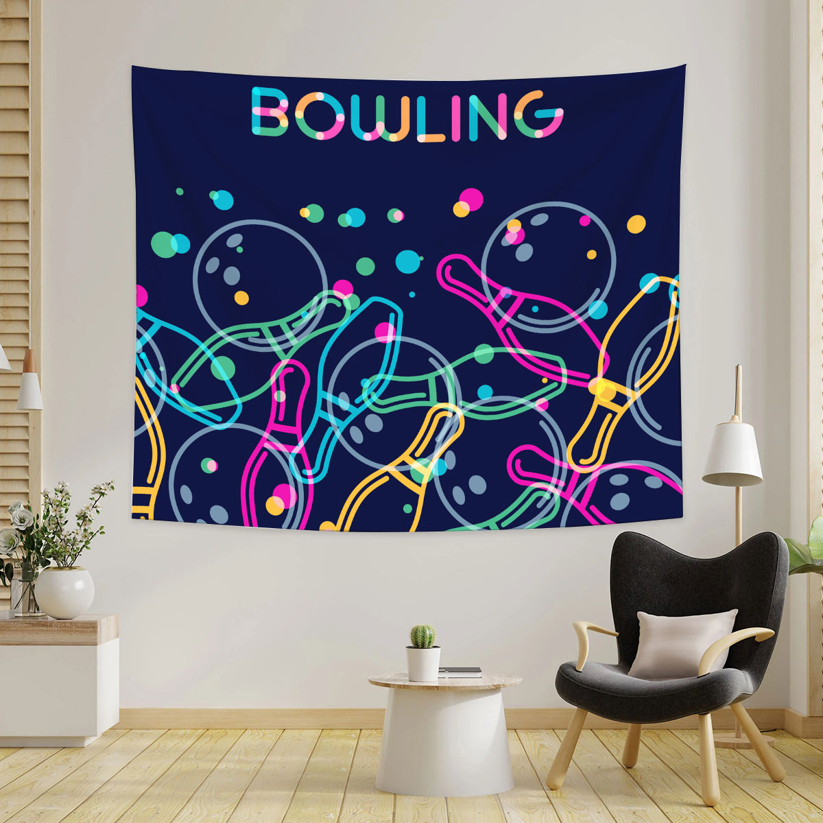Neon Bowling Tapestry