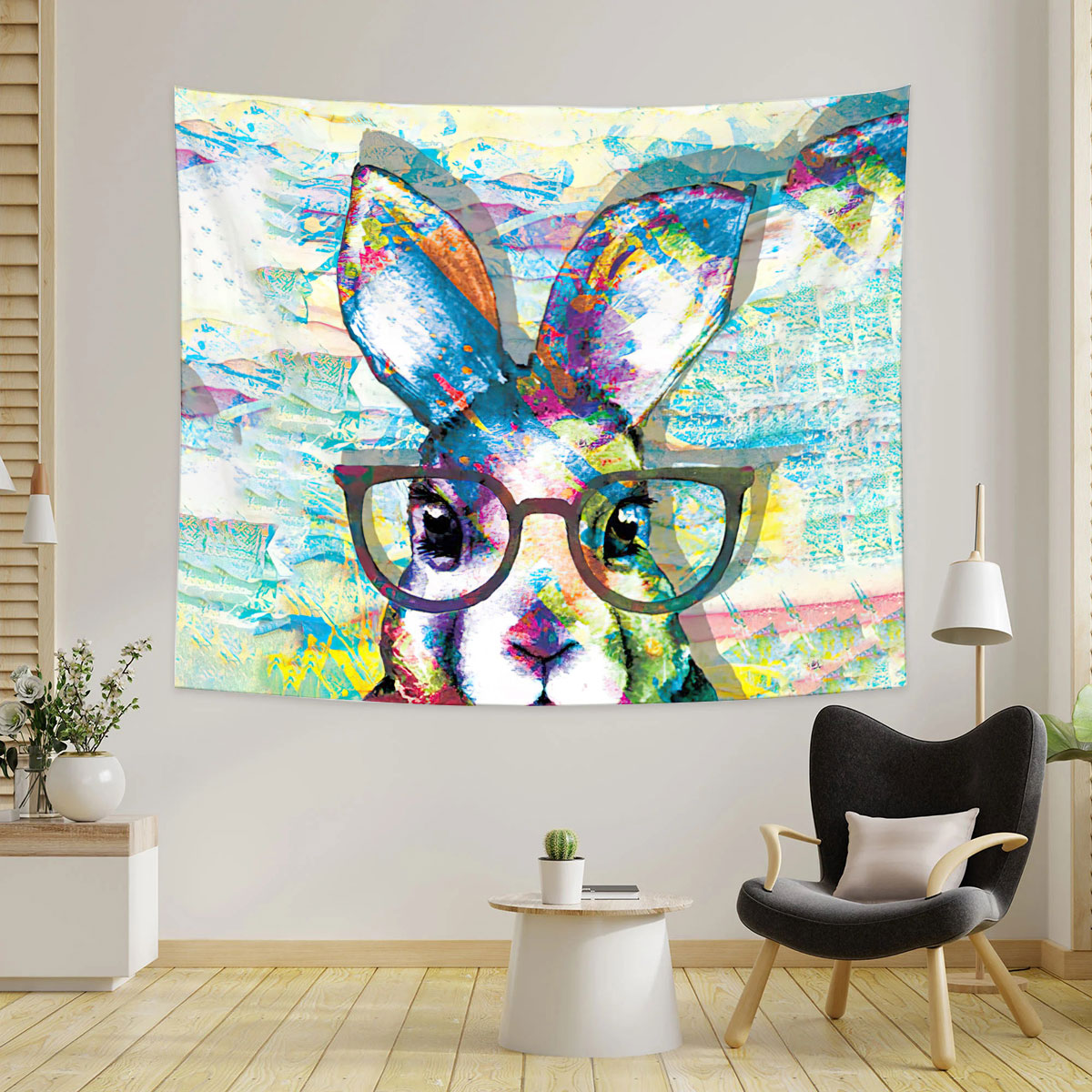 Nerd Rabbit Paint Splash Tapestry
