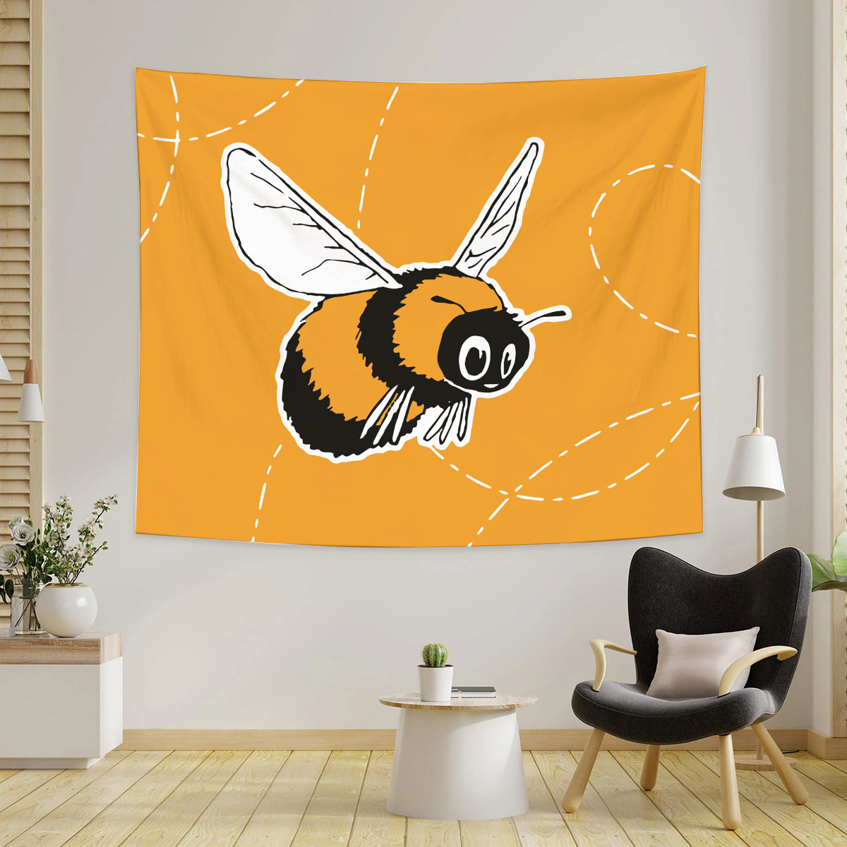 Orange Bee Tapestry