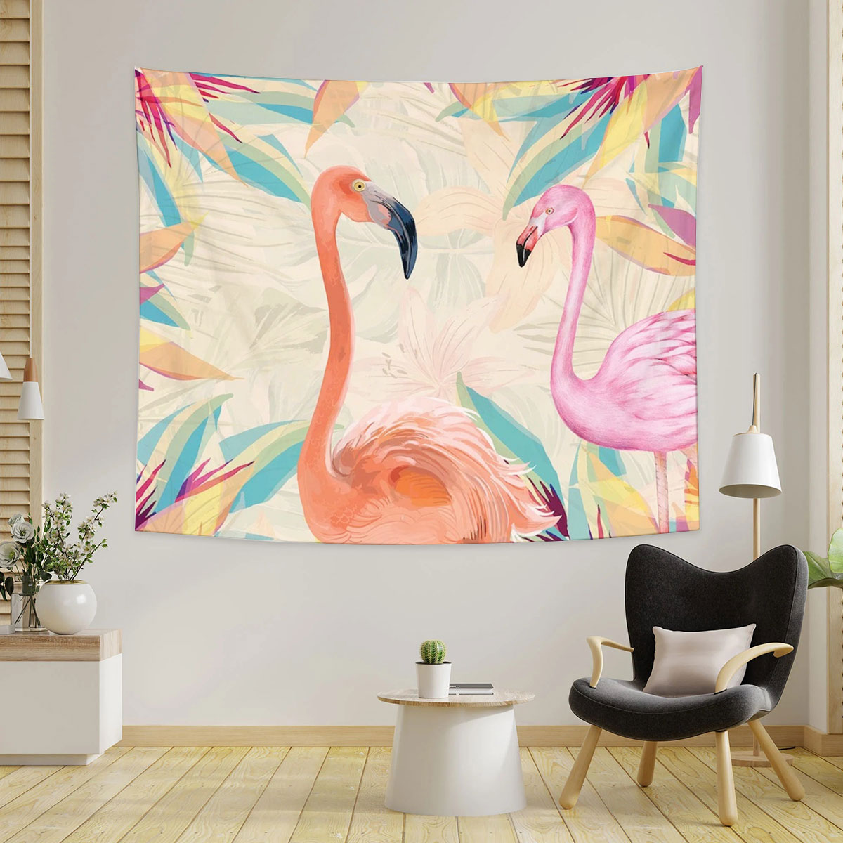 Orange Flamingo Tapestry