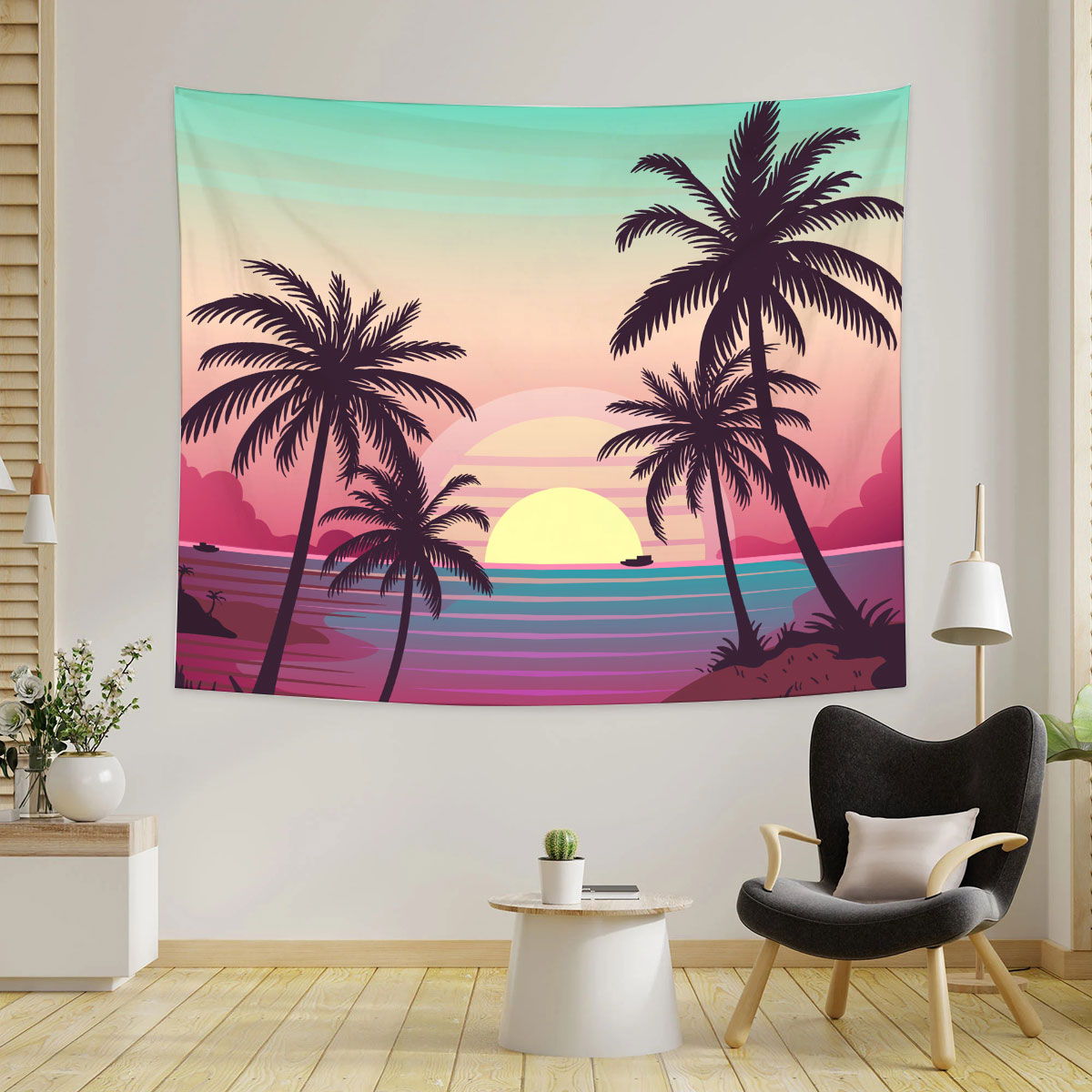 Palm Tree Sunrise Tapestry