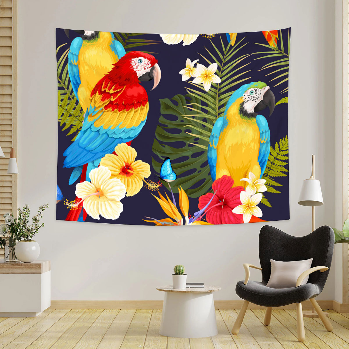 Parrot In The Jungle Tapestry