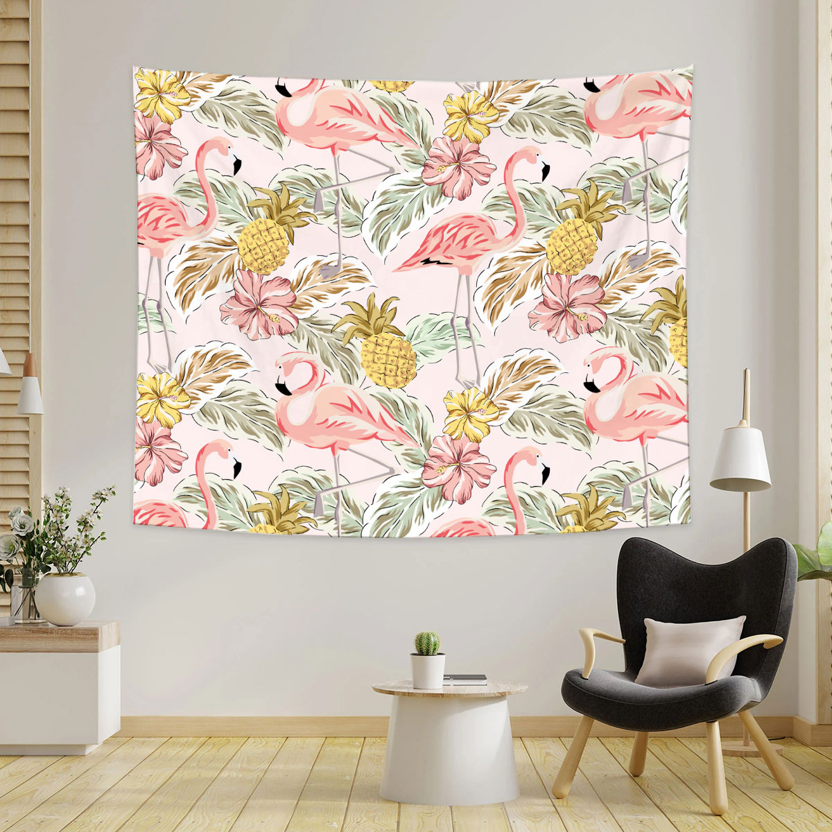 Pineapple Flamingo Tapestry