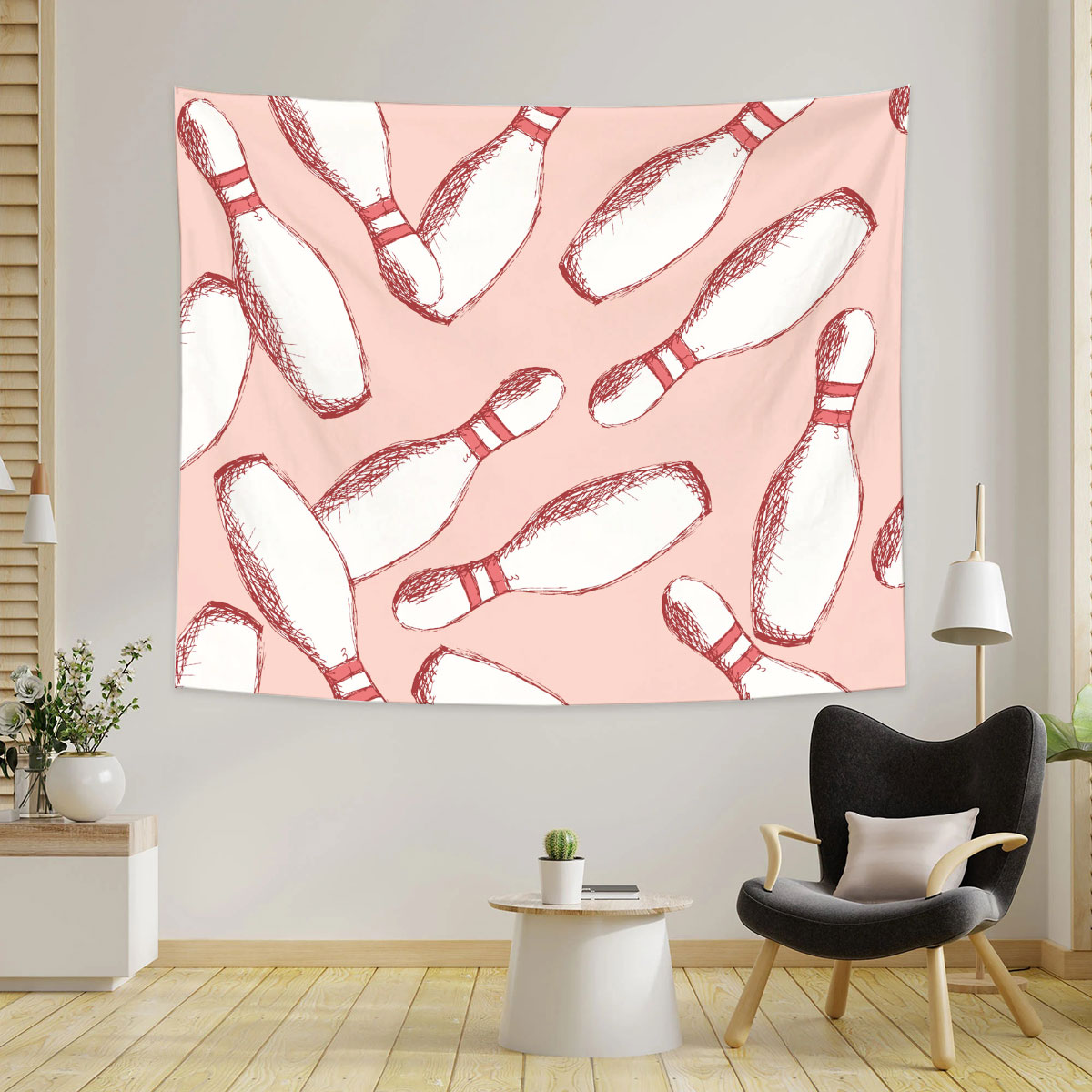 Pink Bowling Tapestry