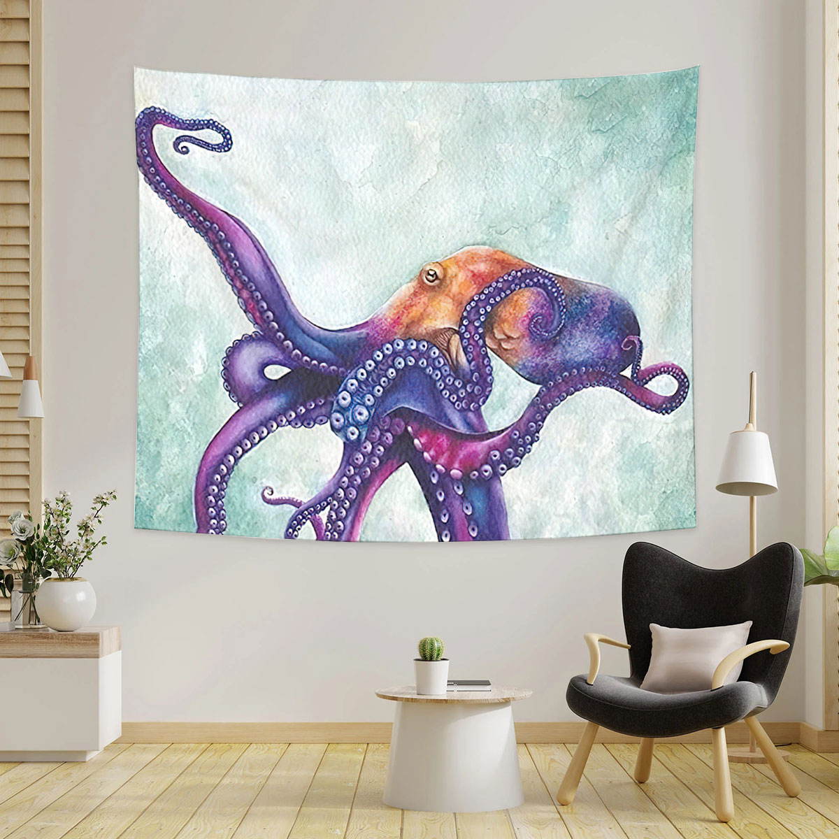 Purple Octopus Tapestry
