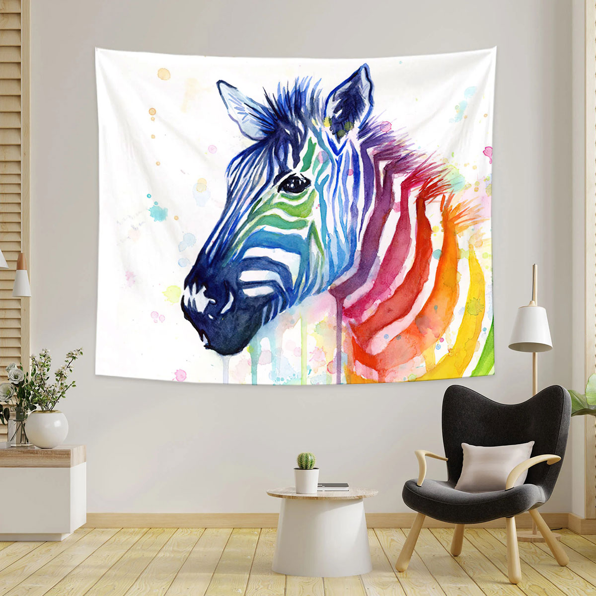 Rainbow Zebra Tapestry