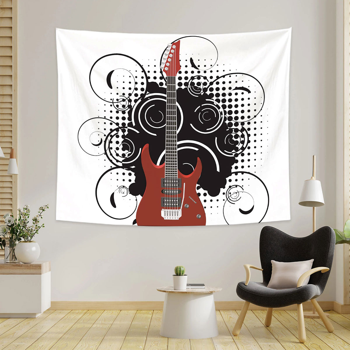 Red Guitar Tapestry